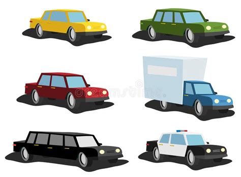 Jogo Colorido Do Carro Dos Desenhos Animados Ilustração Stock