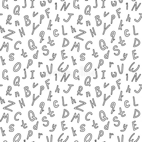 Alphabetical Vector Seamless Pattern Abc Black And White Pattern Stock