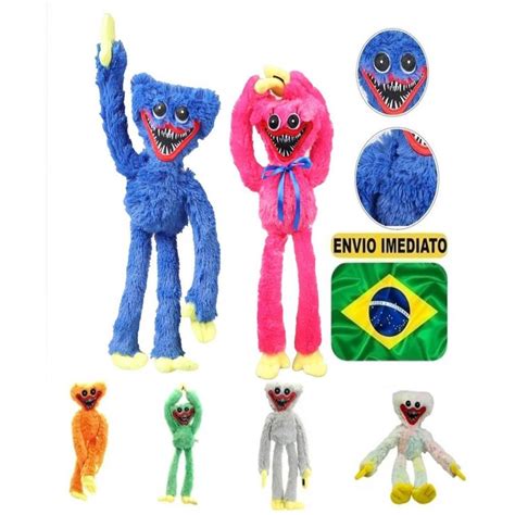 Boneco Huggy Wuggy Azul Pelucia Playtime Pop Time No Brasil Coloridos