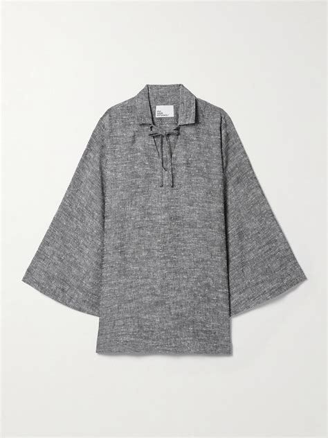 Lisa Marie Fernandez Net Sustain Slub Woven Tunic In Gray Lyst