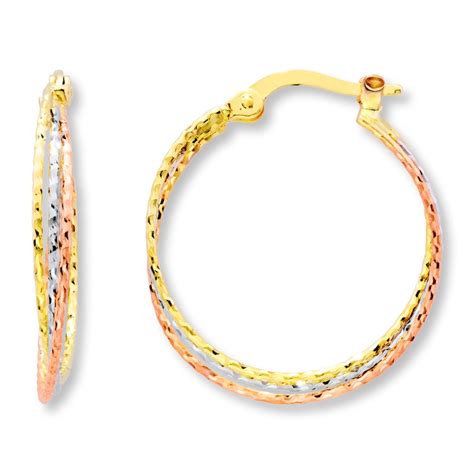 Hoop Earrings 10k Tri Color Gold Kay