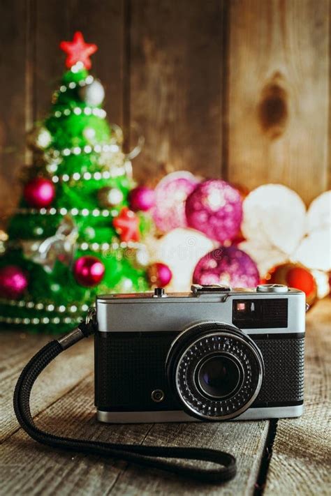 Vintage Camera on Christmas Background with Decorations and Christmas ...