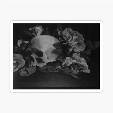 Black And White Skull Painting Sticker By Tofyart Redbubble