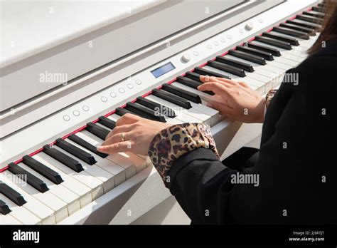 Hands Of A Female Artist Playing The Piano Woman Pianist Making Music