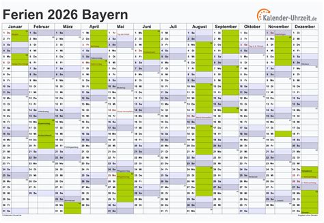 Ferien Bayern 2026 Ferienkalender Zum Ausdrucken