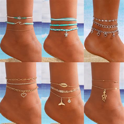 Bohemia Multilayer Butterfly Snake Anklet Bracelet Fashion Summer Beach