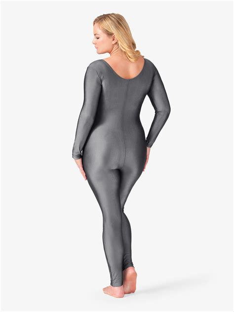 Sale Womens Plus Size Scoop Neck Nylon Long Sleeve Unitard Baltogs