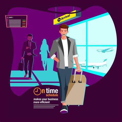 Arrival at the airport terminal. illustration 23248542 Vector Art at Vecteezy