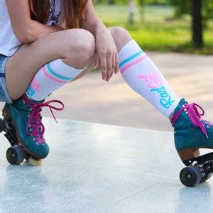 Radgal Roller Skate Socks Knee High Socks Retro Skate Socks Women S