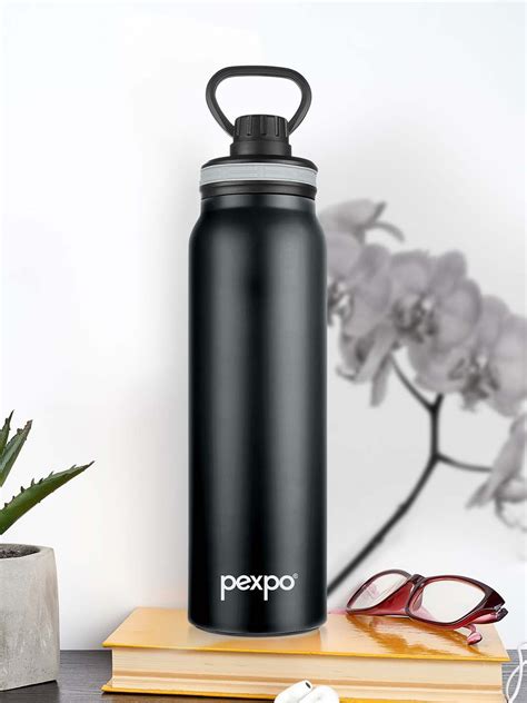 Buy Pexpo Austin Black Double Wall Thermosteel Hot And Cold Glossy Flask Water Bottle Ml