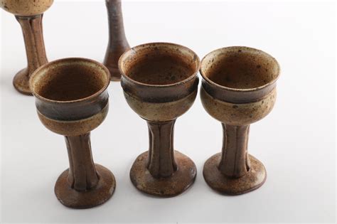 Collection Of Hand Thrown Stoneware Goblets Ebth