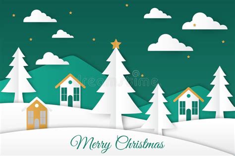 Christmas Background In Paper Style Design Stock Vector Illustration