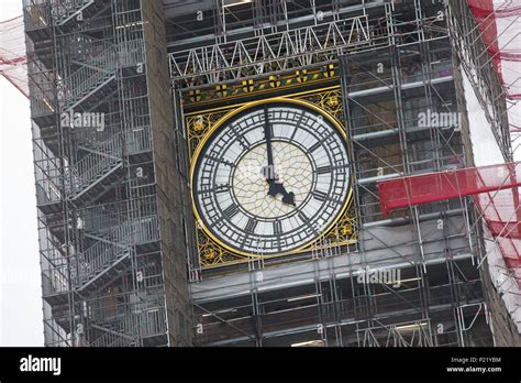 Scaffolding Surrounds The Clock Face Of Big Ben Elizabeth Tower Palace