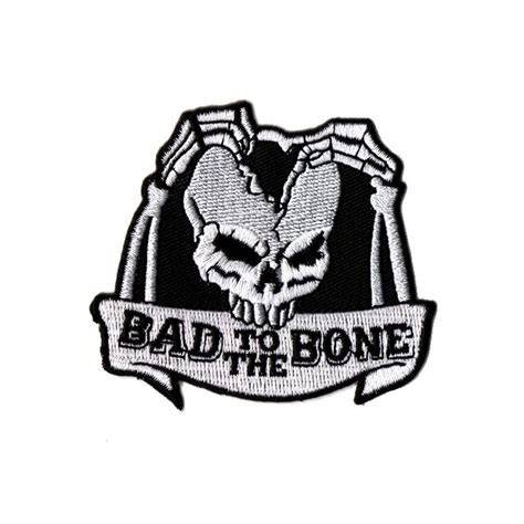 Patch Ecusson Biker Motard Bad To The Bone Skull Split