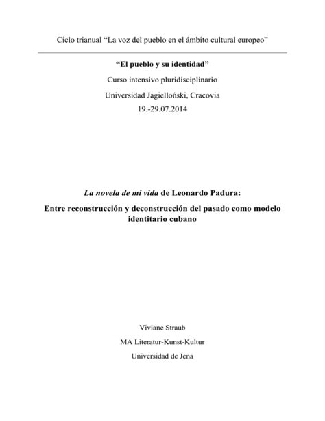 La Novela De Mi Vida De Leonardo Padura Entre Reconstrucci N Y