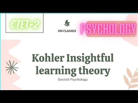 Kohler Insight Theory I Gestalt Psychology I Kohler S Insightful