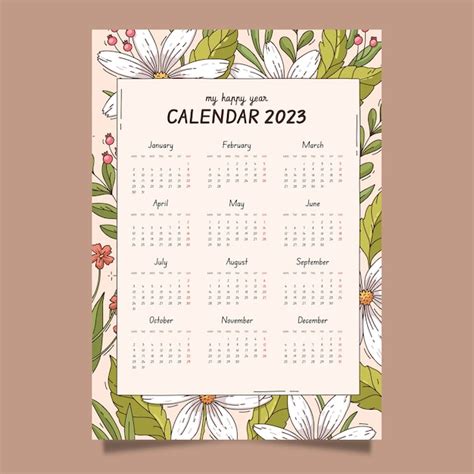 Mod Le De Calendrier Mensuel Dessin La Main Vecteur Gratuite