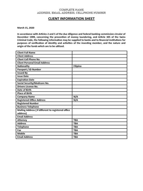 Cis Template With Bank Coordinates 2 Pdf Identity Document