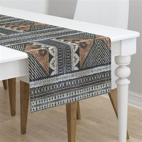 Mud Cloth Table Runner Fijian Tapa Cloth By Hypersphere Boho