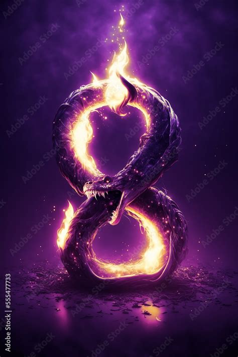 Purple Glowing Ouroboros Or Uroboros Ancient Symbol Depicting A