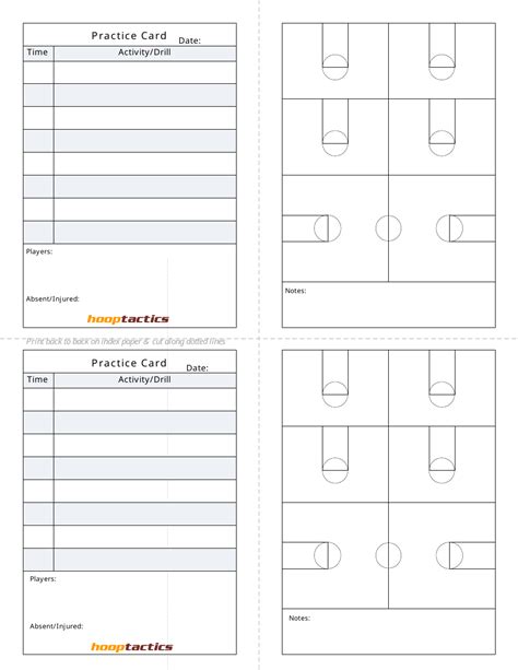 Basketball Practice Card Template Hooptactics Download Printable Pdf