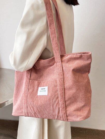 Letter Patch Corduroy Tote Bag Moda çantalar Moda Tarz Moda