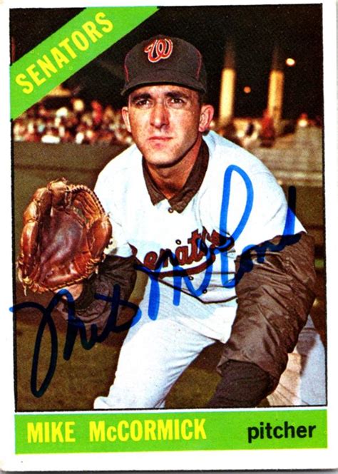 Mike McCormick Autographed Baseball Card Washington Senators 1966