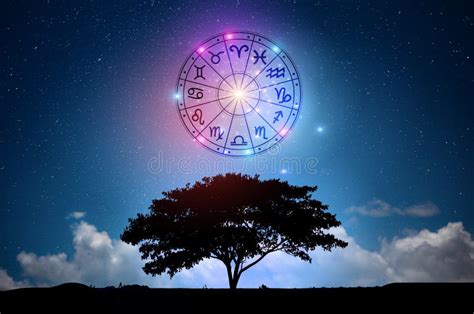 Zodiac Signs Inside Of Horoscope Circle Astrology In The Sky With Many