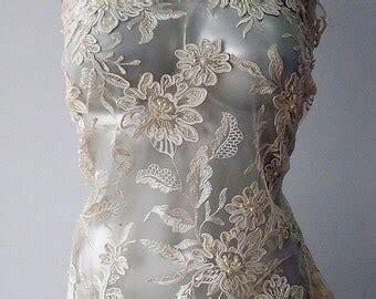 Beige Skin Color Nude Bridal Beaded Lace Fabric Beaded Tulle