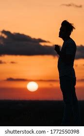 Beautiful Nude Latin Model Silhouetted She Stock Photo