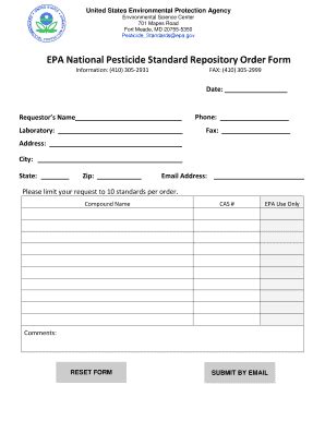 Fillable Online Epa Us Epa National Pesticide Standard Repository