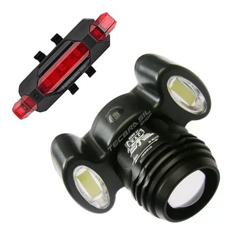 Kit Farol Lanterna Bike Sinalizador Traseiro Recarreg K