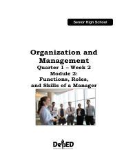 ORMA Module 2 Functions Roles And Skills Of A Manager Pdf