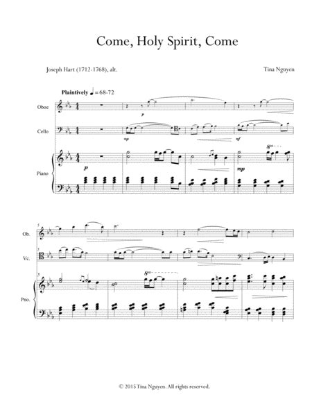 Come Holy Spirit Come Sheet Music Tina Nguyen Satb Choir