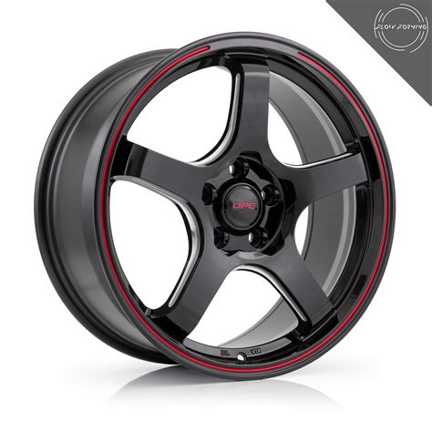 OPE FF05 GLOSS BLACK+MILL SIDE+RED CIRCLE - FF05-0101R OPE Wheels ...