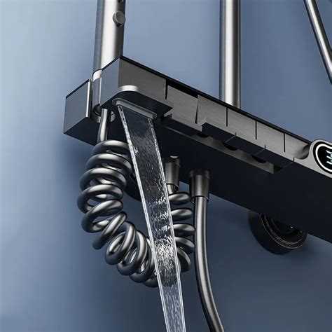 LED Digital Atmosphere Shower Set System Bathroom Hot Cold Thermostatic Mixer Bath Faucet