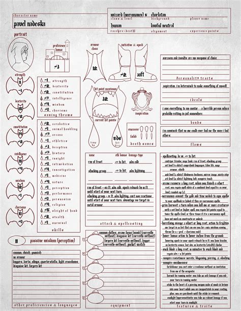 Vampire Wizard Necromancy Character Sheet By Dannyakay13 On Deviantart