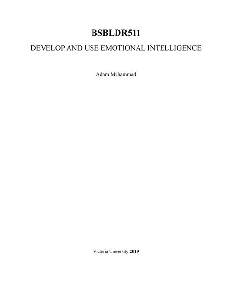 Bsbldr Adam Personality Test Bsbldr Develop And Use Emotional