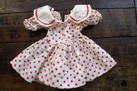 Vintage Doll Dress Red Polka Dots Doll Clothes Etsy Vintage Doll Dress Red Dress Doll Dress