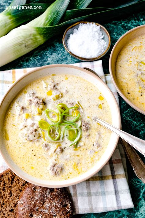 Klassische K Se Lauch Suppe Mit Hackfleisch Einfach Lecker