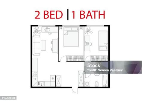 Two Bedroom Apartment Floor Plan Stock Illustration Download Image