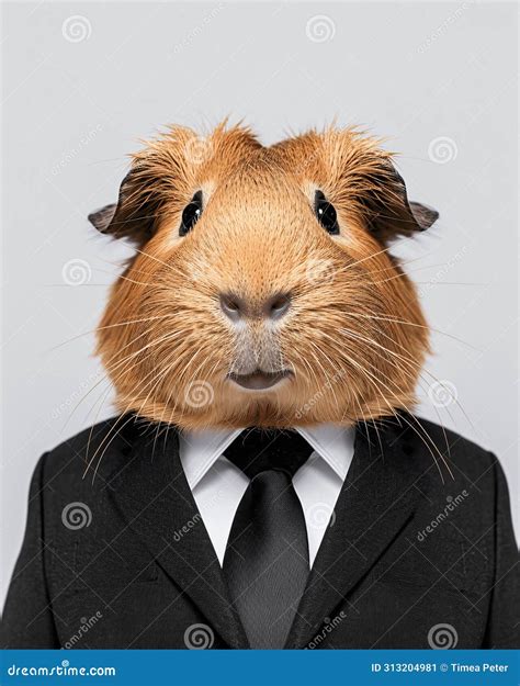 Guinea Pig Wearing Suit And Tie Isolated On Transparent Background No