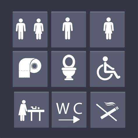 Premium Vector Wc Toilet Door Plate Icons Set Men And Women Wc Sign