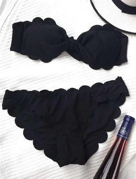 Sexy Women Swimsuits New Brief Solid Swimwear Push Up Padded Wave Edge Bra Bikini Sets