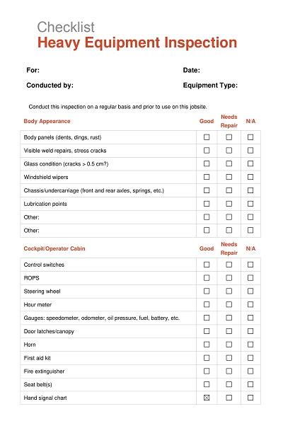 70 Free Printable Equipment Checklist Templates Pdf Doc Excelshe