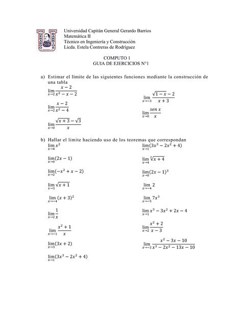 Guia De Ejercicios Limites PDF Descarga Gratuita