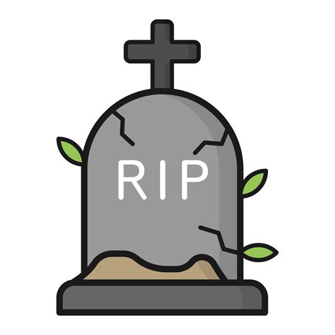 gravestone with cross and leaves on it, tombstone icon on transparent ...