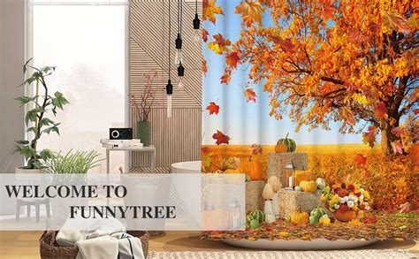 Amazon Funnytree Autumn Pumpkins Shower Curtain Set With Hooks