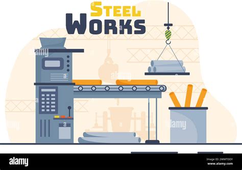 Steelworks Vector Illustration With Resource Mining Smelting Of Metal