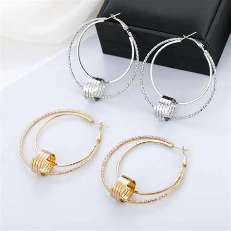 Warna Fashion Geometris Round Hoop Anting Anting Untuk Wanita Trendi